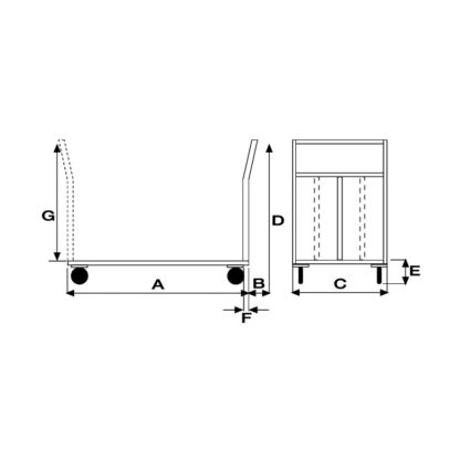 Pianale Grande mm 600x900 con 2 ruote con freno ART042AFR - immagine 2