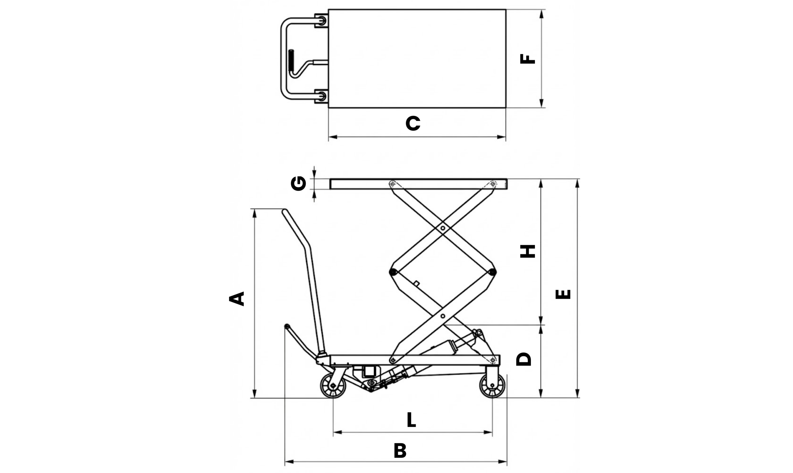 Piattaforma carrellata grande alzata 350 Kg. PC350DE - immagine 3